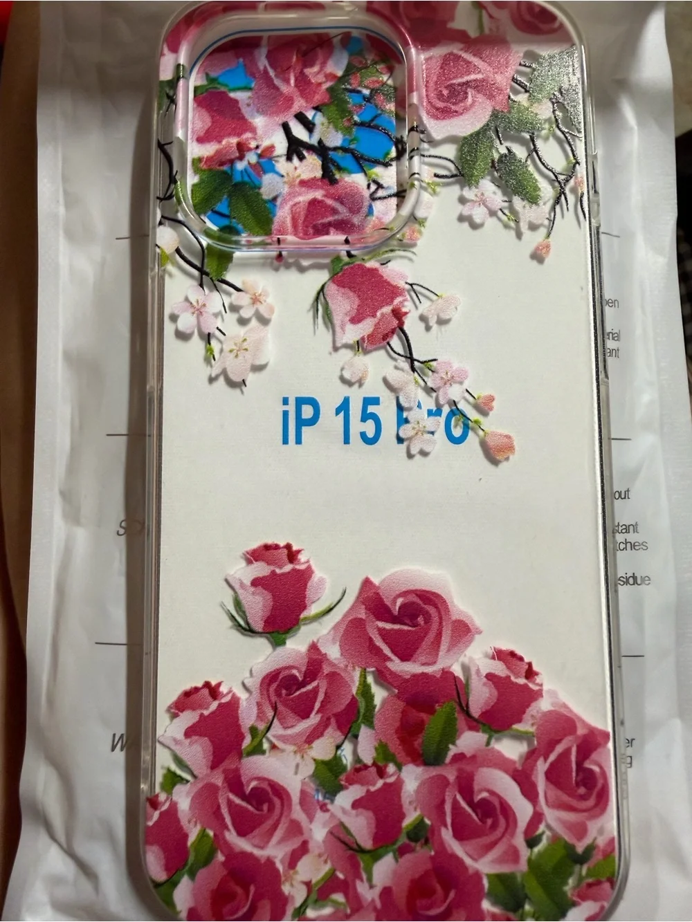 Pink Rose Floral Phone Case for iPhone 15 Pro